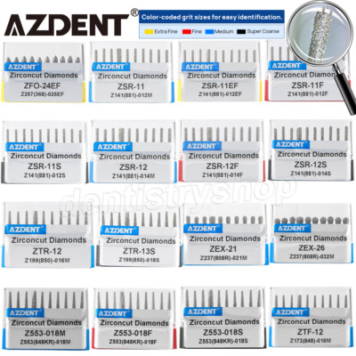 Dental High Speed FG Diamond Burs Cutting Zirconia Ceramic Friction Grip 1.6mm