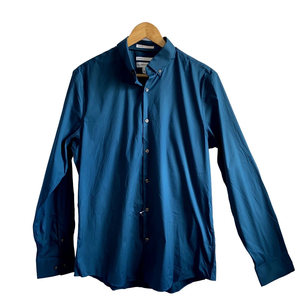 Men's Calibrate Slim Fit Stretch Button Down Shirt Teal Color Size Medium  NWT | eBay