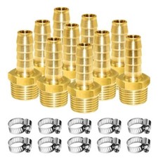 Brass Barb Fittings 3/8" Hose ID x 3/8" Male NPT Water/Fuel/Air Pack of 10