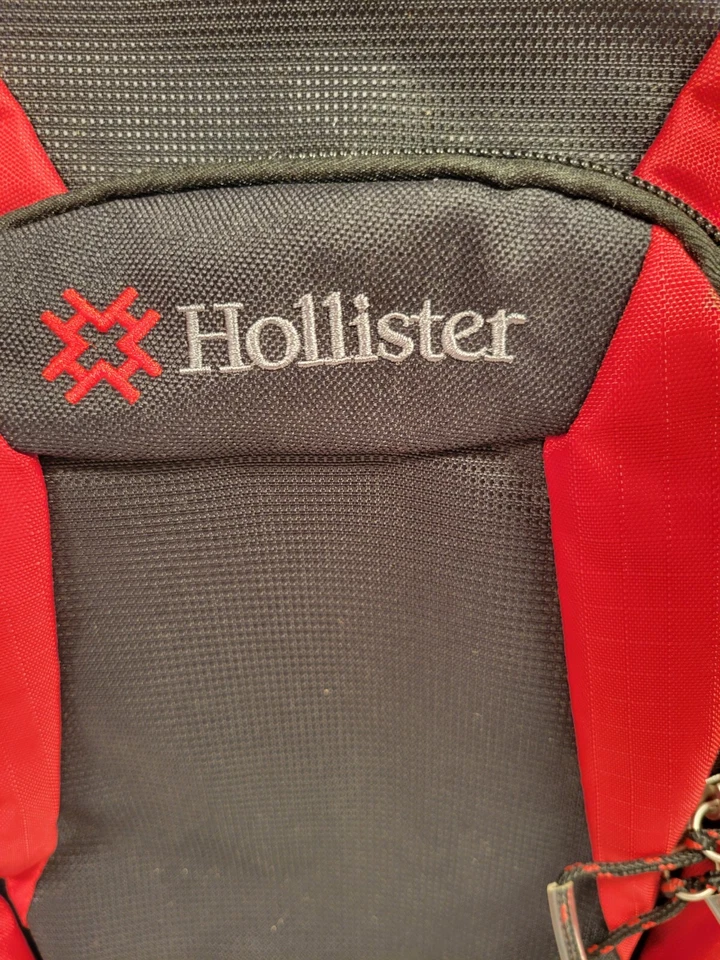 Hollister California Backpack Book Bag Carry On Red Black Excellent - Image 2 of 4