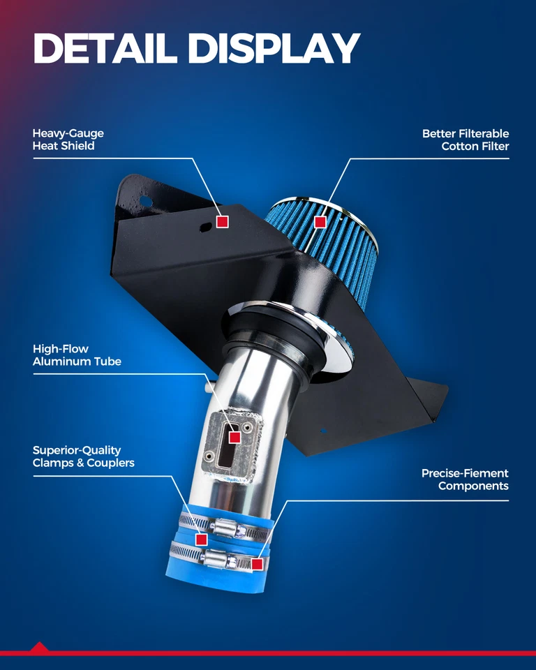 Kit de sistema de entrada de ar frio e protetor térmico para 02-06 Cadillac Escalade 5.3L/6.0L - Imagem 4 de 4