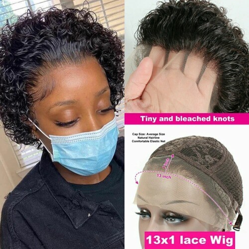 Short Pixie Cut Wig HD Lace Frontal Wig Short Curly Human Hair Wigs Deep Wave - Bild 14 von 27