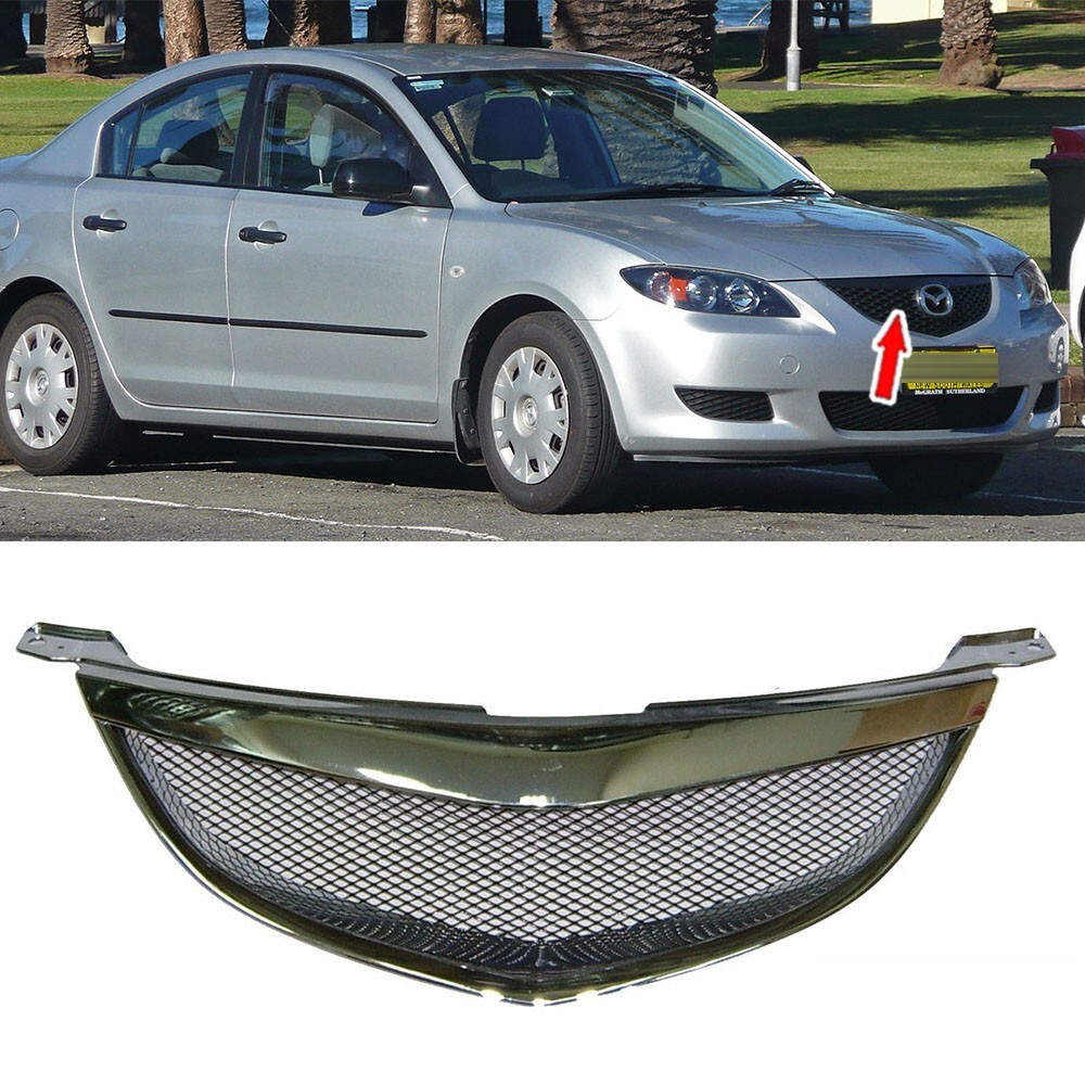04-06 Fits For MAZDA 3 1th Maxx 5DR Front Grille All Chrome Frame + Steel Mesh