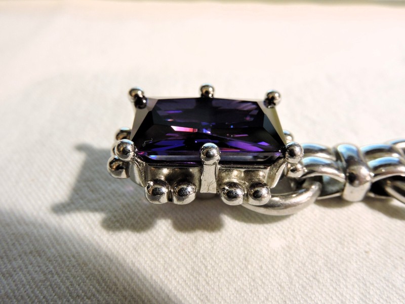 OTAZU Bracelet Amethyst HUGE Gemstone Handmade 925 Sterling Silver 112.46 Grams