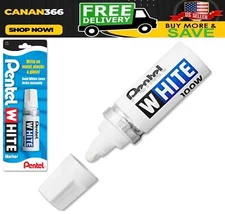 100W  White Permanent Marker, Broad Point, White Ink, Pack of 1