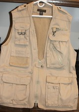 Banana Republic Vest Mens Large Brown Tan Safari Photographer Travel Pockets