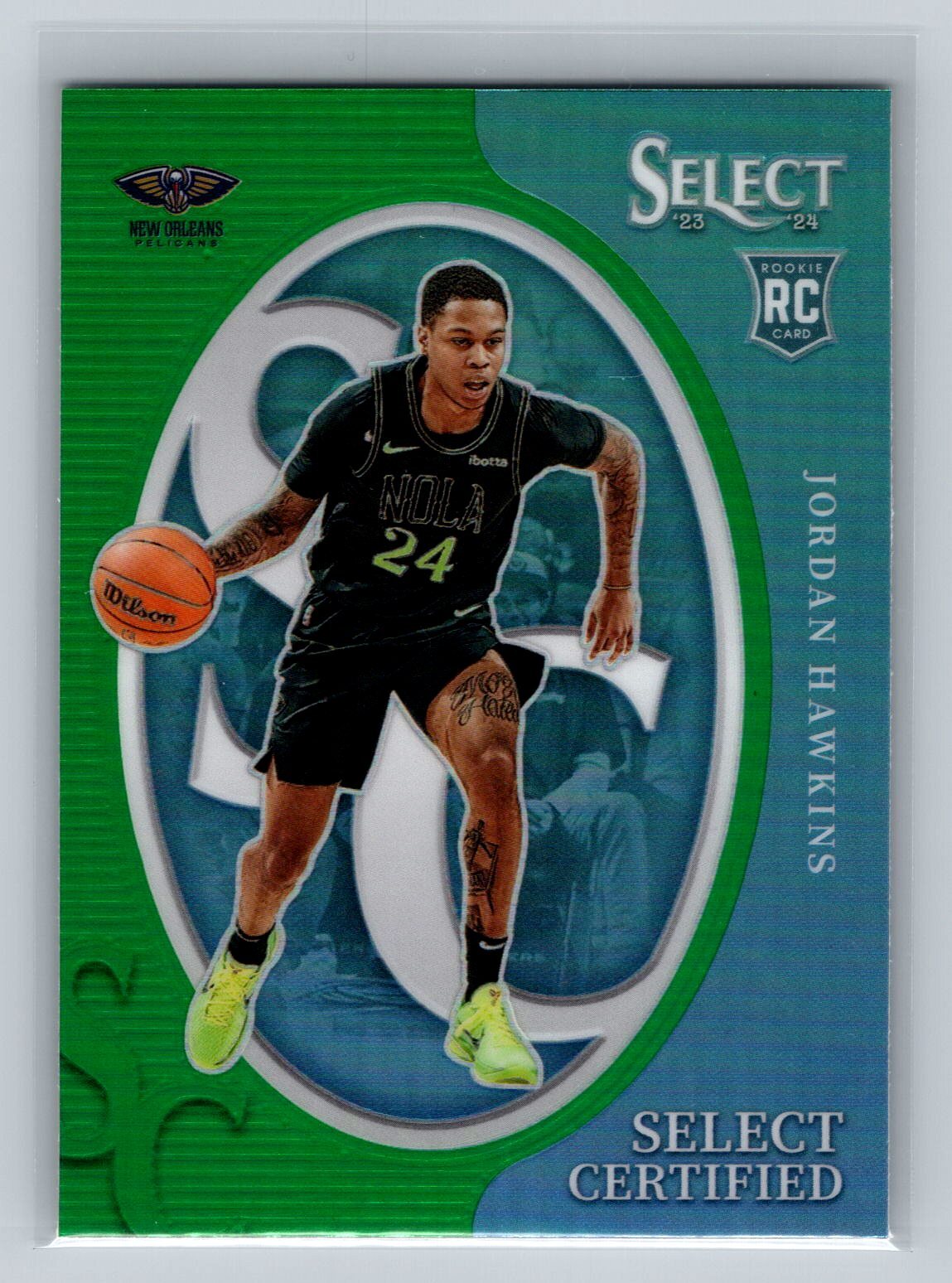 2023-24 Panini Select #17 Jordan Hawkins Select Certified Green Prizms