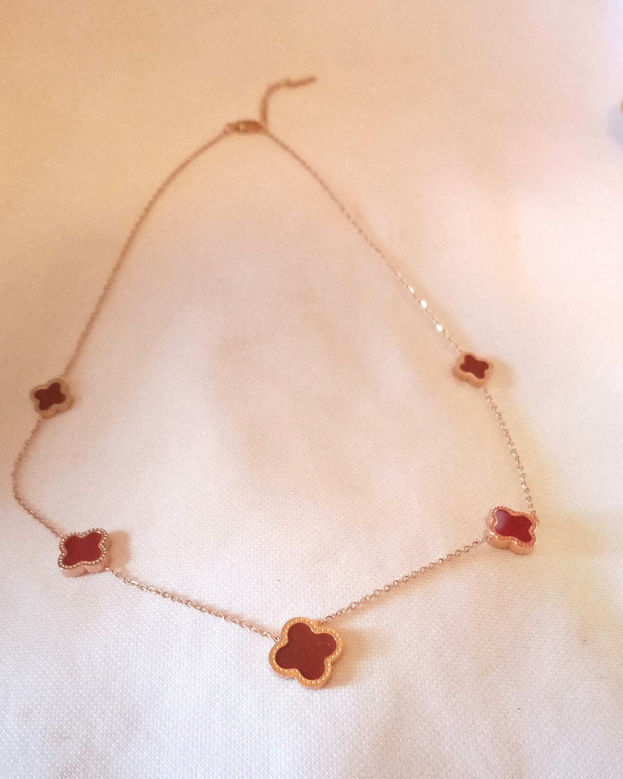 Choker Necklace Women's Red Gold Plated Over Stainless Steel Holiday Gifts