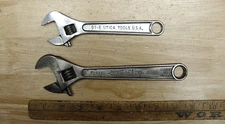 2 Vntg Adjustable Wrenches Incl. Diamond Calk & Horseshoe Co 8",& Utica 6",VGC