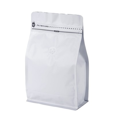 50 Count 16 Ounce Matt White Aluminum Foil Coffee Bags, Stand Up/Flat Bottom ...