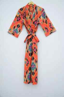 1 PC Indian block Print 100% cotton robe gown Hippie women maxi kimono dresses