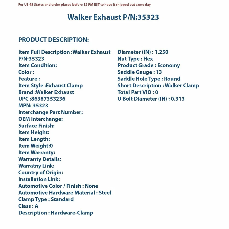 Escape Walker 35323 | Auto Pieza Alta Calidad, Ajuste Universal para Múltiples Modelos Foto 4 de 4