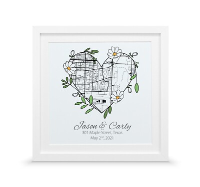 Besondere Ortskarte | Personalisiertes Geschenk zum Hochzeitstag | Umzugsgeschenk