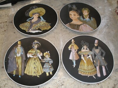 SET OF 4 E&R GOLDEN CROWN BAVARIA PLATES JOURNAL DES DAMES