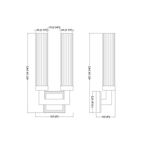 Z-Lite Beau 16.75 in. Brushed Nickel 2 Light Wall Sconce w/ Clear Glass Shade - Picture 7 of 9