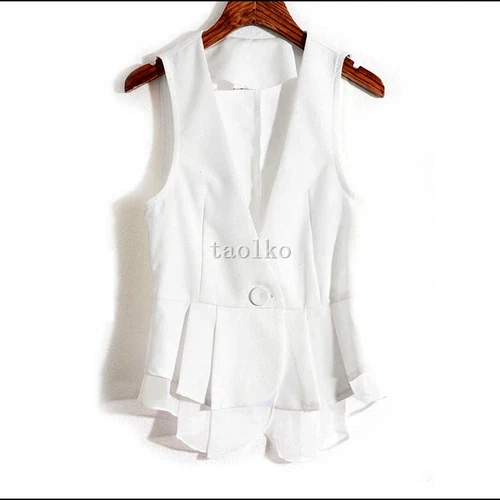 Womens Sleeveless Waistcoat Vest Thin cropped Short Mesh One Button Slim Fit 4XL - Picture 9 of 22