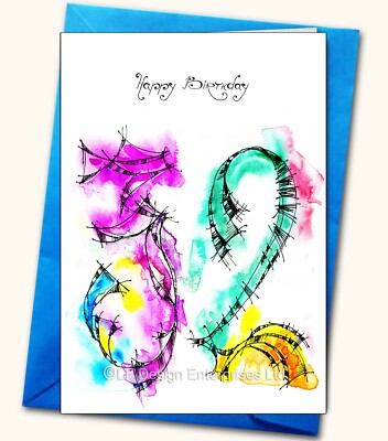 32nd Birthday, watercolour, handmade card, Personalised cards, Age specific 
