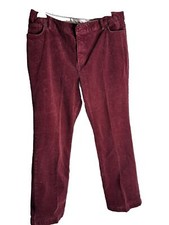 Lands End Womens 16 Corduroy Burgundy Pants High Rise Outdoors Preppy Holidays