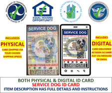 SERVICE DOG ID CARD HOLOGRAHIC, ID HOLDER, REGISTRATION, EXPEDITED SHIPPING