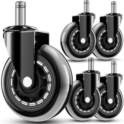 Office Chair Wheels - Replacement Rubber Wheels - Universal Fit 3 Inch Casters, 