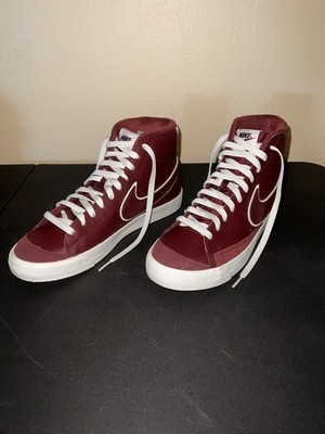 Nike Blazer Mid '77 PRM Maroon Bordeaux Red Sneakers DQ7672-600 Mens Size 10