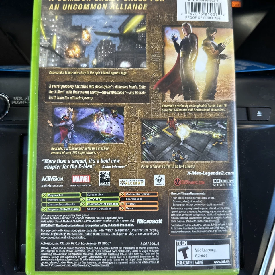 X-Men Legends II 2 Rise Of Apocalypse Xbox CIB Completo con Manual. Probado Foto 3 de 4