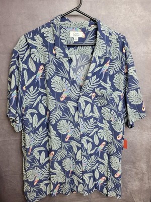 Croft & Barrow Shirt Mens XL Parrot Leaf Print Hawaiian Button Up Camp Casual