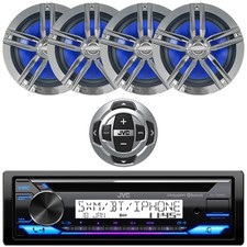 JVC KD-T92MBS Marine Bluetooth CD Receiver W/Wired Remote, 4x 6.5" 180W Speakers