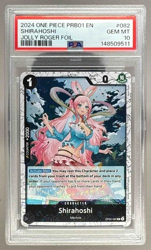 148509511 Shirahoshi 2024 One Piece The Best #OP05-082 Jolly Roger Foil PSA 10
