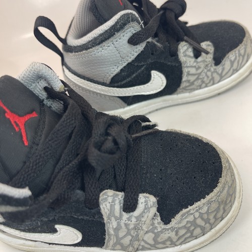 Nike Air Jordan 1 Mid SE Elephant Print Black Todd. Size 6C DM6217-016 Black Lac - Picture 10 of 13