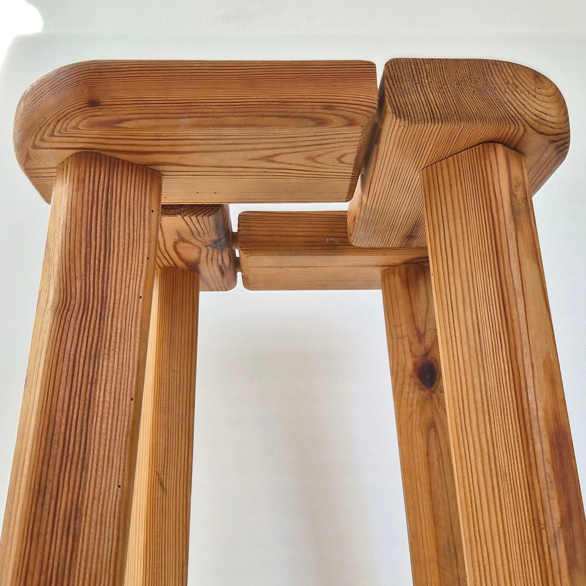 Vintage Scandinavian Swedish Stool 1950 in Pine by OLOF OTTELIN