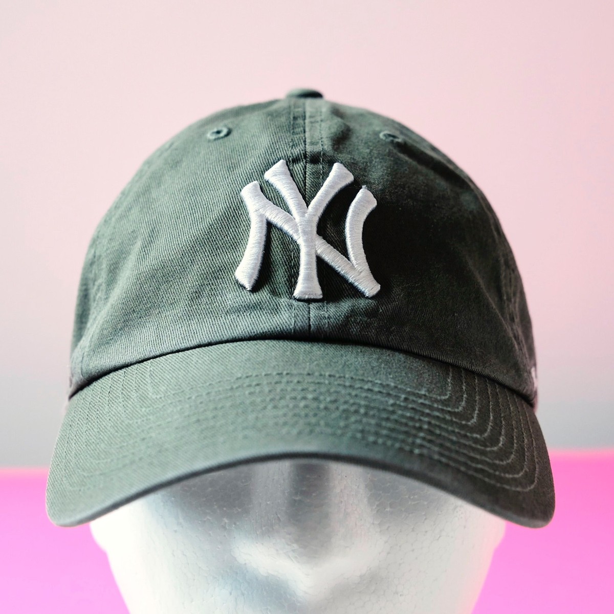 47 New York Yankees Hat NY Clean Up Olive Green Strapback  display picture 3
