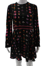 Valentino Women A-Line Silk Floral Long Sleeve Dress Size 42