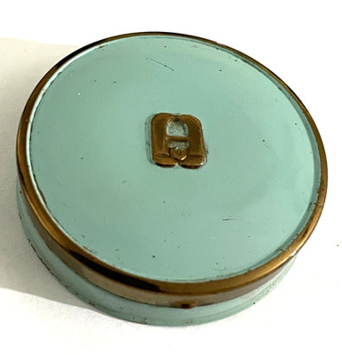 Vintage Avon Enameled Gold & Turquoise Blue - Face Powder Mirrored Compact.