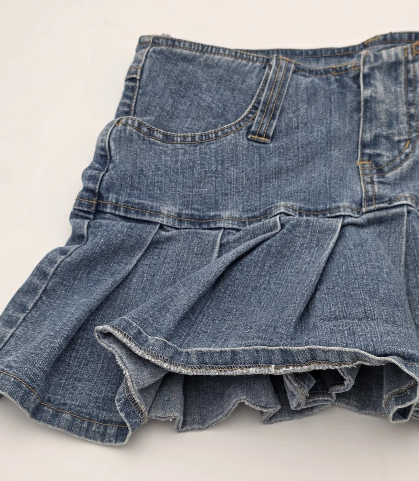 Minifalda plisada de mezclilla azul para mujer ANGELS mezcla de algodón talla XS informal verano Foto 2 de 4