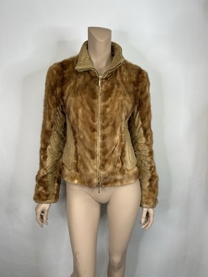 Vtg Roberto Cavalli Brown Leather Fur Jacket M
