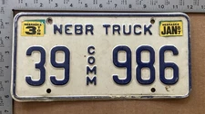 1987 Nebraska truck license plate 39-986 Cheyenne Ford Chevy Dodge 20681