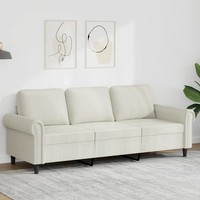 Samt Sofa 3-Sitzer Creme 180 Cm Wohnzimmer Couch