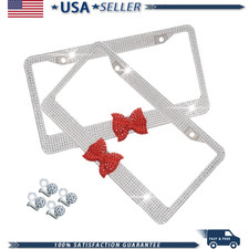 Bling License Plate Frame 2 Pack Stainless Steel Crystal Bow Car Plate Covers R Bling License Plate Frame 2 Pack Stainless Steel Crystal Bow Car Plate Covers R