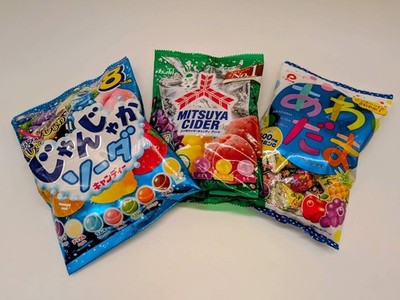 Japan Soda Candy 3 Set Mitsuya Cider Janjaka Lion Pine Awadama Fizzy Hard Candy