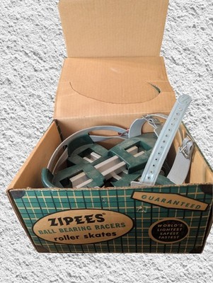  RARE Green Box Vintage Zipees roller skates-ball bearing racers - Green Skates 