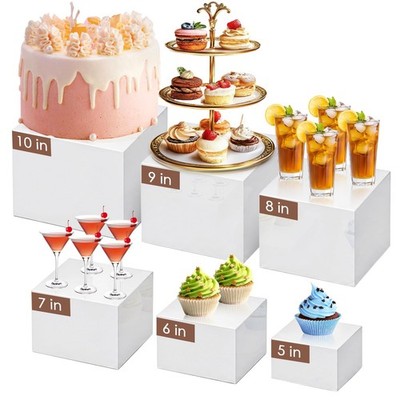 6Pcs White Buffet Risers Set (Size 5'',6'',7'',8'',9'',10''),Food Risers for Buffet...