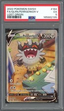 PSA 5 Galarian Perrserker V (OC) Origine Perduta 184/196 Holo Errore Carta Pokemon B12
