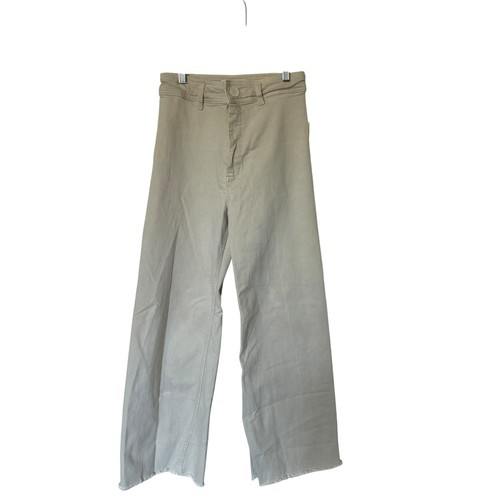Zara Marine Straight Jeans Womens 4 Sand Beige Excellent High Waist Raw Hem