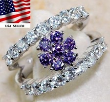 3CT Amethyst  Topaz 925 Solid Sterling Silver Ring Sz 6 UB4-6