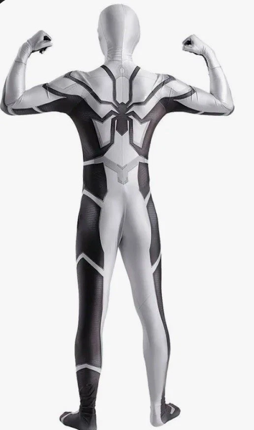 NEW White Future Foundation Spiderman Bodysuit Cosplay Kids Costume Size M/130 - Image 2 of 4