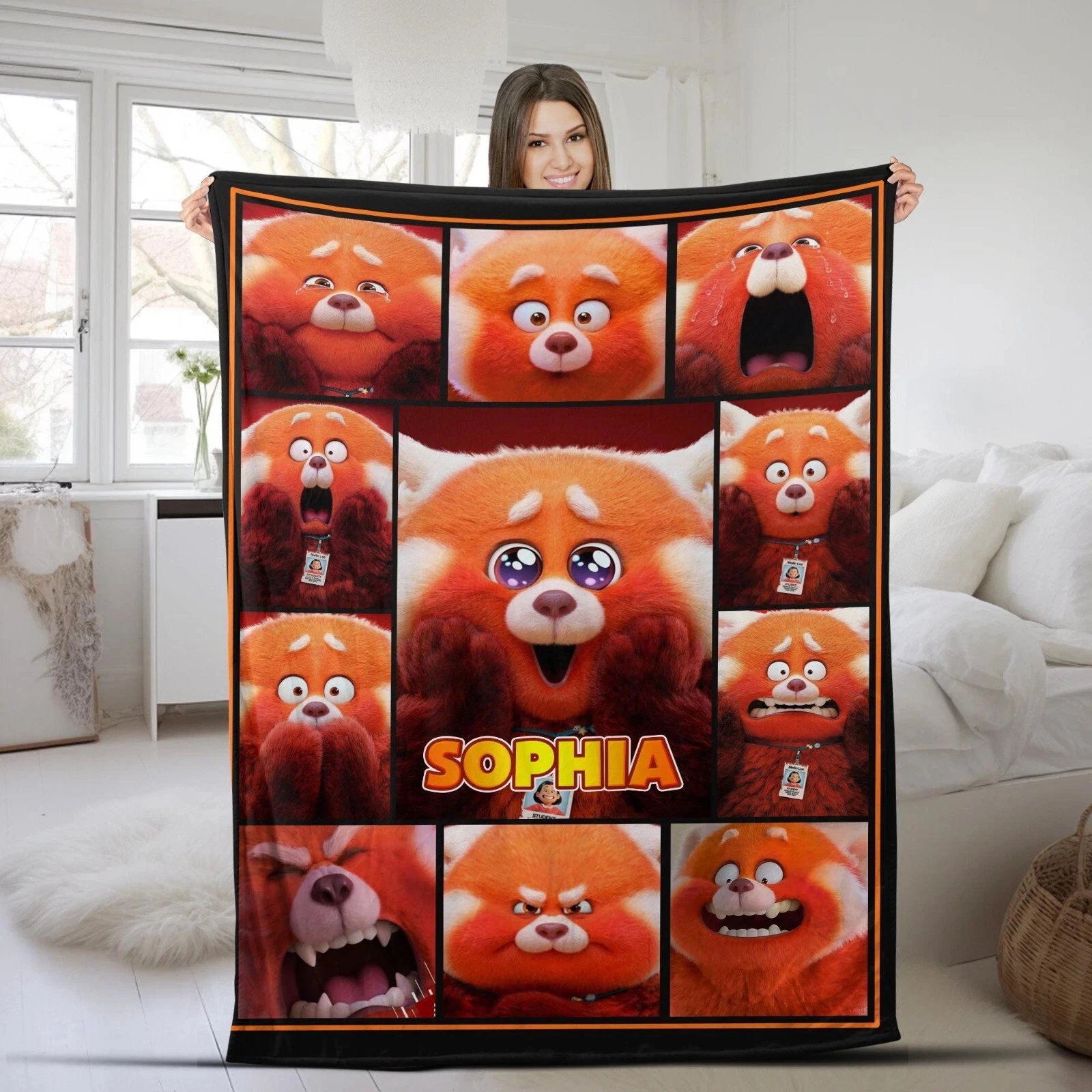 Personalization Turning Red Fleece Blanket, Turning Red Blanket, Christmas Gift