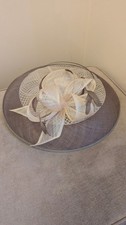 LADIES CAPELLI CONDICI TAUPE AND CREAM WEDDING HATINATOR FASCINATOR COST £250