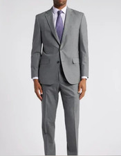 2025 BROOKS BROTHERS Brookscool Madison Gray Striped Full Suit 42S Wool