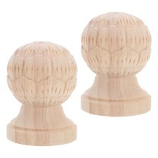 2 Pcs Wooden Pineapple Topper Carved Finials Decorative Column Toppers